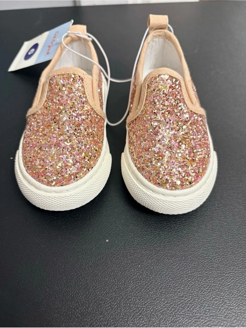 Cat & Jack Girls' Glitter Slip-On Sneakers - Rose Gold